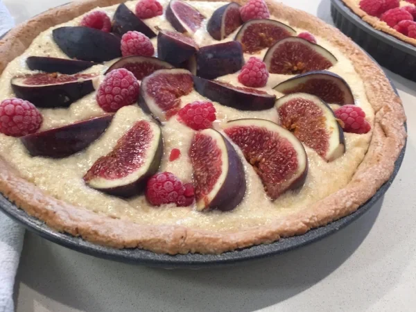 Raspberry and almond tart