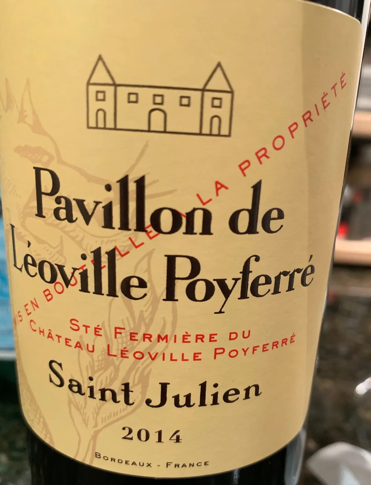 Pavillon de Leoville Poyferre 2014. Saint Julien, Bordeaux.