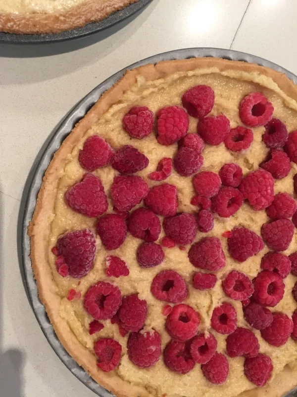 Raspberry and almond tart